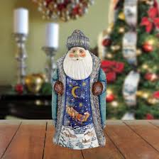 Sledding in the Night Skies Santa Hand-Painted WOODCARVED Figurine by G. DeBrekht - Christmas Decor - 8202011