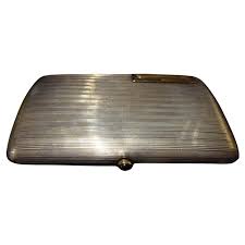 Rare Early 1900s Sterling Silver European Sapphire Cabochon Cigarette Case For Sale at 1stDibs