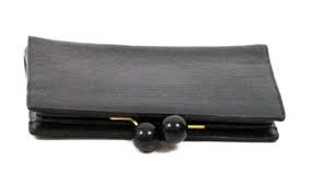 DONNA KARAN VINTAGE CHARCOAL LIZARD SKIN LARGE KISS LOCK CLUTCH | eBay