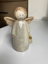 Glazed Pottery Rustic Angel Figurine Ceramic Christmas ...