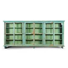 Large Wooden Display Case with Turquoise Patina, 1940s for ...