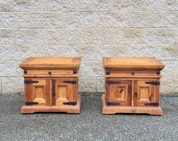 Pair of Rustic Pine Nightstands With Wrought Iron Hardware - Etsy