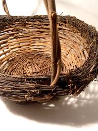 Large Rustic Twig Basket With Handle, Easter Basket, Flower ...