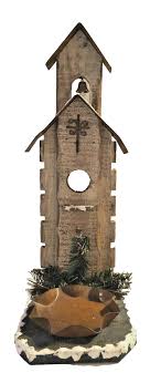 Hanna's Handiworks Wood Church Front Tea Light/Votive Candle ...