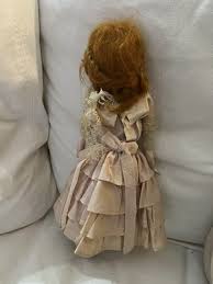 Antique Wax Over Composition Doll Blue Glass Eyes Red Wig ...