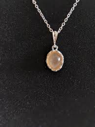 AAA Peach Moonstone in Silver Floral Bezel Pendant Necklace ...