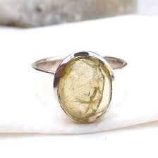 925 Sterling Silver Natural yellow Tourmaline Ring Real ...