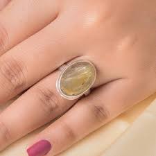 Golden Rutile Gemstone Ring for Women, Solid Silver Ring ...