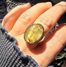RUTILE QUARTZ Ring | Rose Cut Faceted Golden Rutilated ...