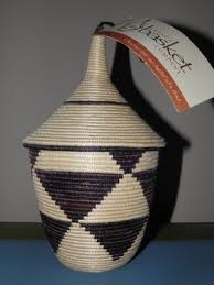 African Rwanda 9.5" Tutsi BASKET Woven Handmade w/ Lid ...