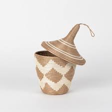 Sisal Peace Basket in Chevron Diamond – Maison Soleil
