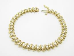 14k Yellow Gold & Natural Diamonds "S" Design Tennis ...