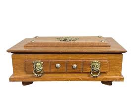 Vintage Men's Wooden Jewelry Box Coat of Arms S. Super Bijou Mid Century | eBay