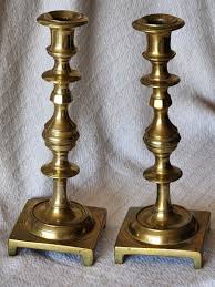 Solid Antique Brass Sabbath Candlesticks, 19th Century ...