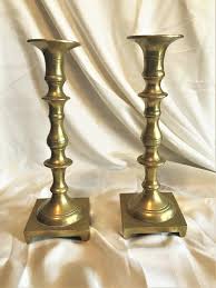 Antique Traditional Heavy Brass Candlesticks- a Pair | Chairish