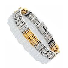 14K Two Tone Gold Men's Diamond Bracelet 2.00 Ctw ...