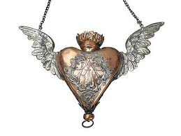 Antique Sacred Heart of Jesus Ex Voto Hanging Candle Holder ...