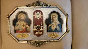 Antique Bubble Glass Cathedral Jesus Mary Sacred Heart Mixed ...