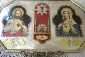 20X14 In, Antique, Wall Altar, Sacred Heart, Virgin Mary ...