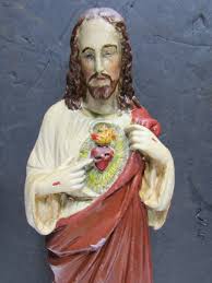 OLD CHALKWARE RELIGIOUS SACRED HEART JESUS ...
