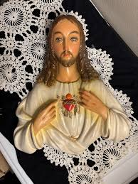 Wall Plaque Plaster Statue of the Sacred Heart of Jesus ...