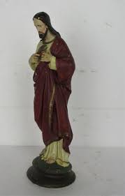 Antique Statue Jesus Christ Savior Sacred Heart Art Deco 1920s Plaster 15.74&quo | eBay