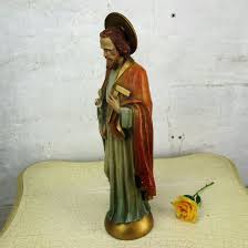 Large Statue Polychrome Saint Joseph Infant Jesus Protector of Home Plaster - Collectors in the House