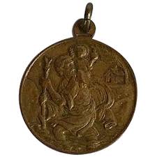 Vintage signed Brass Medal with St. Christopher, Vatican and ...