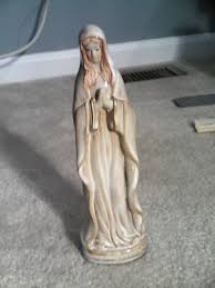 Unique Vintage Glazed Brown Ceramic Virgin Mary Figurine 8 ...