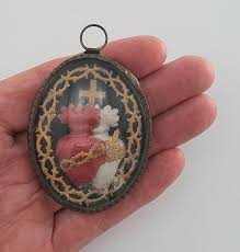 Antique French Ex Voto Reliquary Sacred Hearts Domed Glass ...