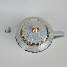 Vintage Sadler Teapot Aqua Blue Gold Trim Art Deco Pot Display England Antique | eBay