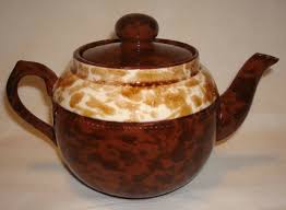 Vintage England Earthenware Redware Spongeware Stripe Teapot Tea Pot w/Lid NICE | eBay