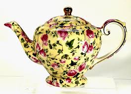 Vintage Arthur Wood & Son Pink Roses Chintz Teapot England Never Used | eBay