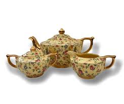 Beautiful Sadler Chintz Teapot, Creamer & Sugar Tea Set - Etsy