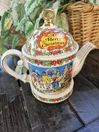 Vintage Sadler England Christmas Teapot: "a Merry Christmas ...