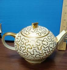 Vintage Sadler Gold Gild Squiggle Tea Pot Made in England ...