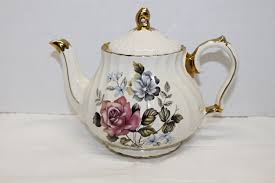 Vintage Sadler Swirled Teapot Set, 3 Pieces, Cream With Pink ...