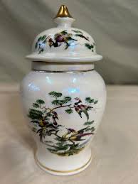 Antique SADLER England 6.75" Lidded Urn/Ginger Jar w/ Birds ...