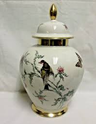 Eberthal Bavaria Thistle Bird and Butterfly Ginger Jar W ...