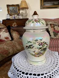English Country Sadler Iridescent Pheasant Bird Ginger Jar ...