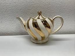 Vintage Sadler England Teapot Gold Swirl Pattern EUC | eBay