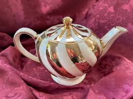 Sadler Teapot Stunning Cream and Gold Swirl - Etsy