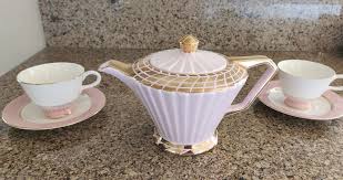 Vintage Sadler Teapot set Full Size Pink & Gold Trim England 2 Cups & Saucers | eBay