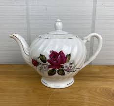 Vintage White Porcelain Teapot with Lid Floral Gold Accents ...