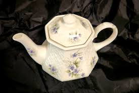 rare VINTAGE Sadler WINDSOR TEAPOT Purple Pansy FLOWER white ...