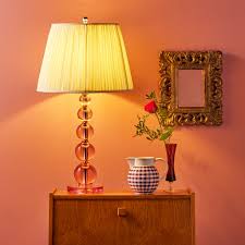 Aurora table lamp in blush pink resin