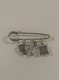 Pin With Sewing Charms on It, Silver Color - Etsy
