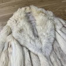 SAGA FOX Real Fur Coat Blue FOX Size 11 with Gold tag White ...