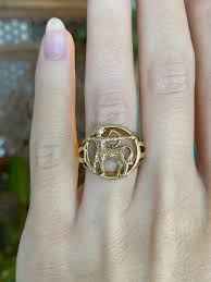 Vintage Solid 14k Yellow Gold Saggitarius Archer Ring - Size ...