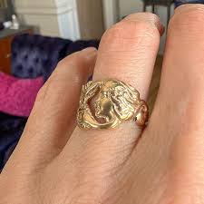 Art Nouveau Style Lady Profile Ring